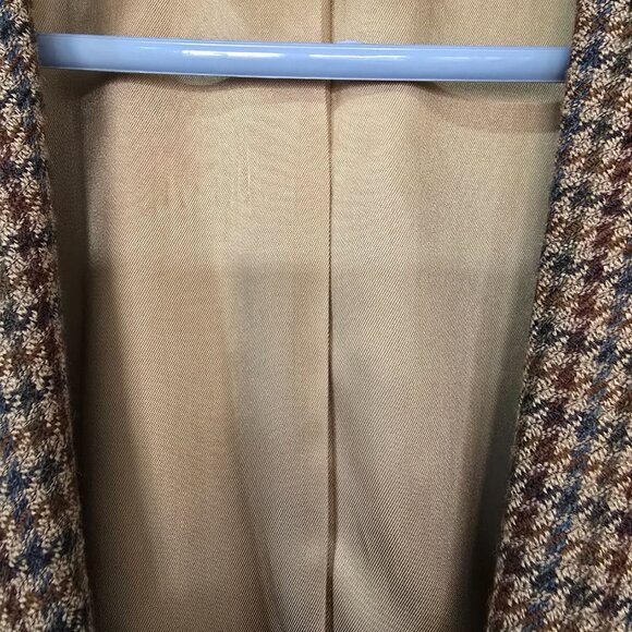 JoS A Bank Pure Wool Houndstooth 2 Button Blazer Sports Coat Brown Tan Sz 42L - Picture 7 of 11